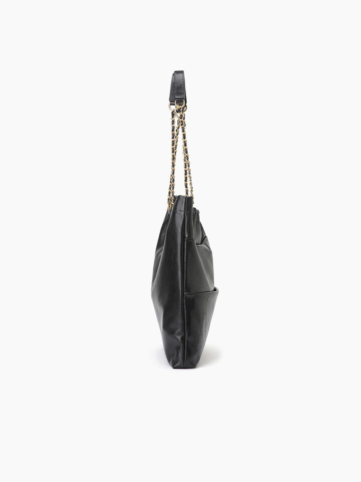 Black leather bag with gold chain - null - Black | Sisley K image number 3